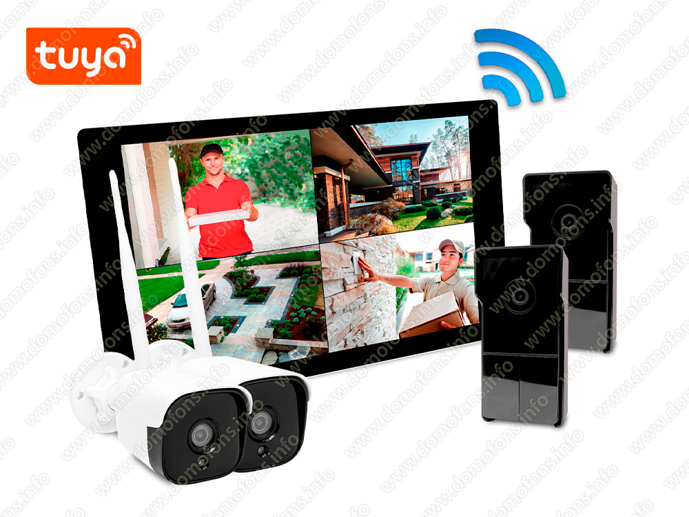 Комплект беспроводной домофон TUYA Wi-Fi с 2-мя камерами и 2-мя ...